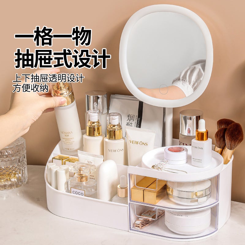Cosmetic Storage Box Desktop Dressing Table Cosmetic Mirror Skin Care Products Storage Rack Lipstick Storage Box Desk Drawer Type - Image 3